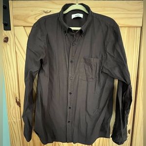 Buck Mason Draped Twill One Pocket Shirt in Brown Large